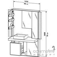 Стенка зеркальная 123 для 045260, раковина справа Duravit Mirrorwall MW 9823 в цвете