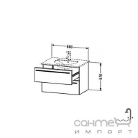 Тумбочка подвесная 80 для умывальника 049983, 2 ящика Duravit X-Large XL 6362 в цвете