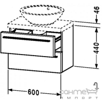 Тумбочка подвесная 60 для умывальника на столешницу, 2 ящика Duravit X-Large XL 6217 в цвете