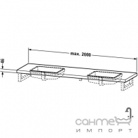 Консольна стільниця змінної довжини для 2 умивал під стільницю Duravit X-Large XL 069C колір на вибір