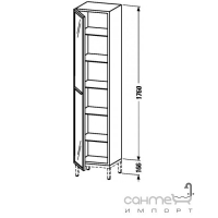 Пенал високий 50 з полицями, 1 скляні дверцята, петлі зліва Duravit X-Large XL 1104L колір на вибір