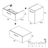 Комплект мебели для ванной комнаты Royo Group Bannio Play 150 set 13, белый