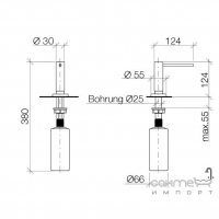 Встроенный дозатор жидкости для мытья посуды c розеткой Dornbracht Tara 82436970-00 Хром