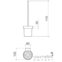 Ёршик для туалета, чаша из матового хрусталя, настенный Dornbracht Tara Logic 83900979-00 Хром