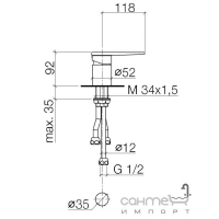 Смеситель для ванны однорычажный, монтаж на борту ванны Dornbracht Supernova 29200730-47 Шампанское