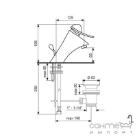 Смеситель для раковины с автоматическим сливом Emmevi Cheope 5003 BIG хром / хром матовый