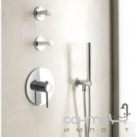 Термостат для ванн/душ вбудований з двома регуляторами Fantini Venezia 29 39 6002SB Срібло