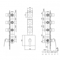Вбудований термостат для душу з трьома випусками Fantini Dolce 32 02 4603SB Хром
