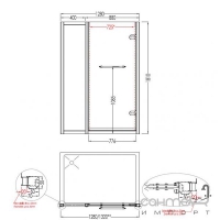 Распашная дверь с неподв. сегментом Devon&Devon Savoy K K/90 (стекло прозрачное, профиль хром, правая)
