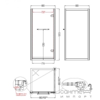 Распашная дверь с боковой стеной Devon&Devon Savoy X X/90 (стекло прозрачное, профиль хром, правая)