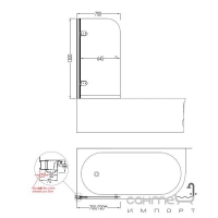 Шторка для ванны Devon&Devon Savoy S S/70 (стекло прозрачное, профиль хром, петли слева)