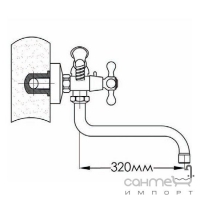 Змішувач для ванни з довгим виливом та лійкою Formix Вівус L320 MXB001 FMB001 хром