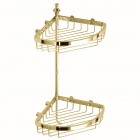 Двойная настенная, угловая мыльница-корзина с крючком Fir ABME16B золото