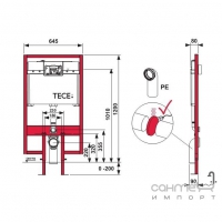 Застенный модуль для установки подвесного унитаза TECE 9.300.040 (плоский, 8 см)