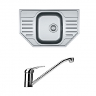 Кутове кухонна мийка Franke Polar PXL 612-E декор + змішувач Narew 35 + сифон 101.0265.031