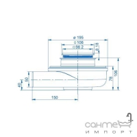 Трап для душового піддону Sanit DN50 821/1L 34.042.00..0000