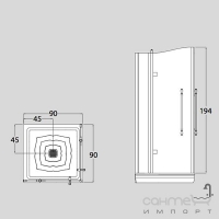 Душова кабіна (двері + нерухомий сегмент) у кут Treesse Box doccia Blanque 90x90x194h (DX-правостороння)