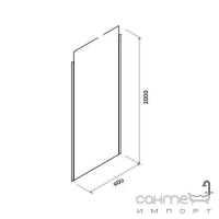 Боковая стенка Kolo S600 90 JSKX90222003 глянцевый хром, прозрачное