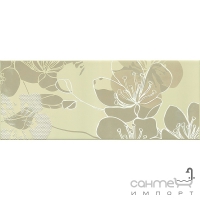Плитка Ceramika-Konskie Aura olive inserto a 20x50 (кафель с цветами)