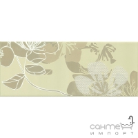 Плитка Ceramika-Konskie Aura olive inserto b 20x50 (кахель з квітами)