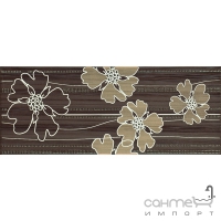 Плитка Ceramika-Konskie Marco brown inserto 20x50 (кафель с цветами)
