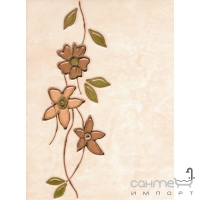 Плитка Kwadro Ceramika Amarylis Beige Decor (цветы) 25X33,3