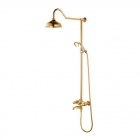 Настенный смеситель для душа Yatin Carving Gold 8065055VF с верхним душем, ручным душем и душевым шлангом золото