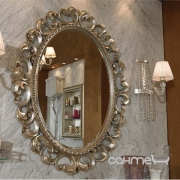 Овальное зеркало в дереве для ванной комнаты Lineatre Gold Componibile 13008 сусальное серебро
