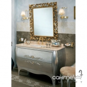 Зеркало в дереве для ванной комнаты Lineatre Gold Componibile 88003 сусальное серебро