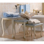 Три столики для ванної кімнати Lineatre Louvre 80 93108 патинований з мармуровою стільницею азул бахіа