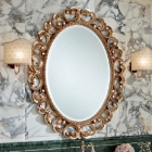 Овальне дзеркало для ванної кімнати Lineatre Londra 13007 скарточчо, сусальне золото