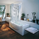 Комбинированная ванна Jacuzzi Amea Twin Premium Base с термостатическим смесителем 9447-725A Sx левая