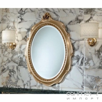Овальне дзеркало в дереві для ванної кімнати Lineatre Londra 17003 сусальне золото