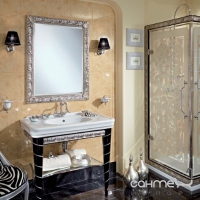 Комплект меблів для ванної кімнати Lineatre Parigi 82/2 чорний блискучий, сусальне срібло