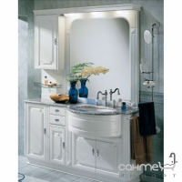 Комплект мебели для ванной комнаты Lineatre Silver 27/7 лакированный белый