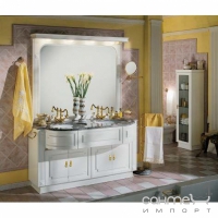 Комплект мебели для ванной комнаты Lineatre Silver 27/A7 лакированный белый