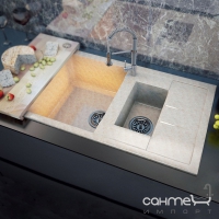 Кухонна мийка Moko Milano Granit, чаша зліва + обробна дошка