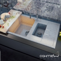Кухонна мийка Moko Milano Premium, чаша зліва + обробна дошка