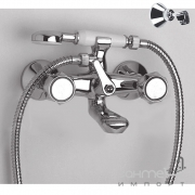 Змішувач для ванни з душовою лійкою, шлангом та настінним тримачем Giulini G 700 Minerva FOT701M Хром