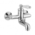 Змішувач для ванни з душовою лійкою, шлангом та настінним тримачем Giulini G Hermitage Crystal F4401/S Хром