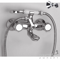 Змішувач для ванни з душовою лійкою, шлангом та настінним тримачем Giulini G 700 Minerva FOT701M Хром