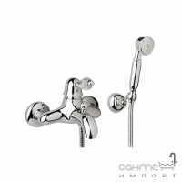 Змішувач для ванни з душовою лійкою, шлангом та настінним тримачем Giulini G Harmony Crystal F4301/S Хром