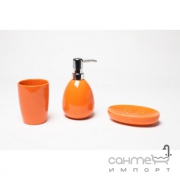 Набор для ванны: дозатор, мыльница и стакан, оранжевый Trento Aquacolor 33483
