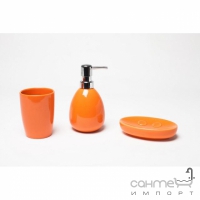 Набір для ванни: дозатор, мильниця та склянка, помаранчевий Trento Aquacolor 33483
