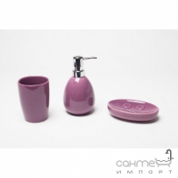 Набір для ванни: дозатор, мильниця та склянка, фіолетовий Trento Aquacolor 33484