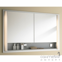 Зеркальный шкафчик с подсветкой 80см люминесцентный, с рамой Duravit Multibox LM 970603700 белый алюминий